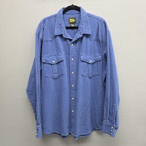 Work n Sport Shirt Mens 3XL Tall Blue Western Flannel Pearl Snap Long Sleeve